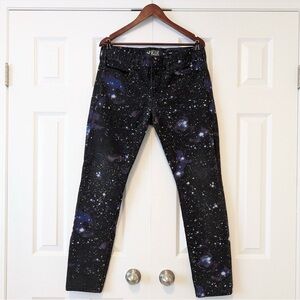 Rude Brand Galaxy Space Men’s Skinny Jeans Black and Purple Size 34